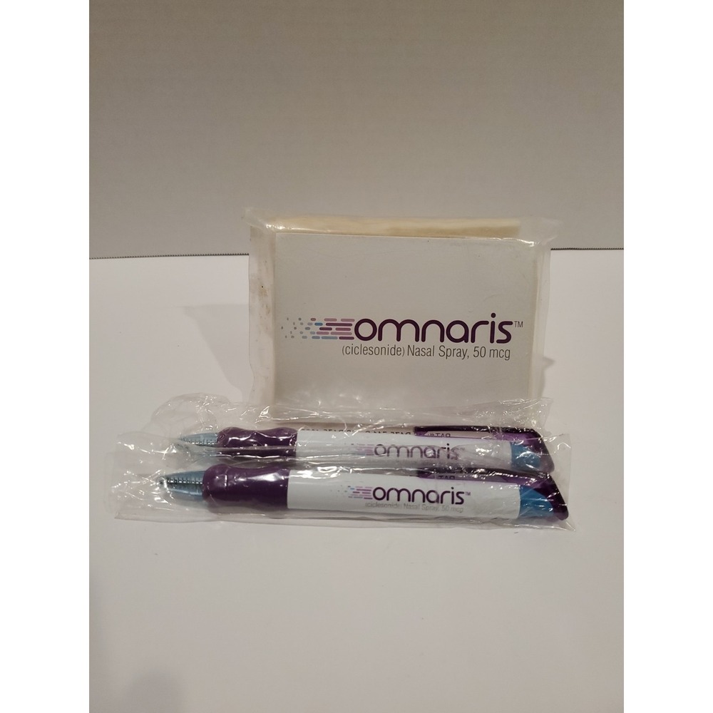 Omnaris Nasal Spray Promo Pens & Tissue Pack Lot Sealed Drug Rep Advertising